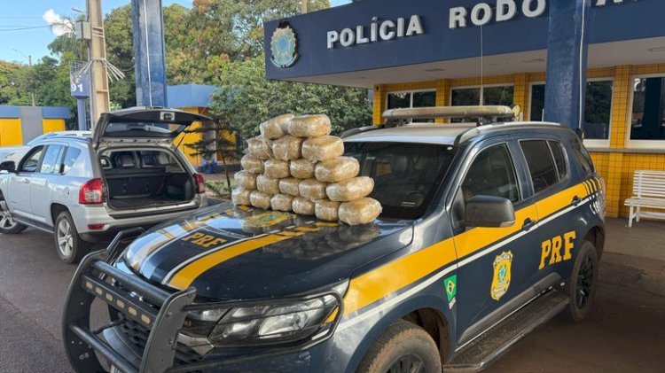 Casal é preso com mais de 25 kg de skunk durante fiscalização da PRF na BR-364, em Vilhena