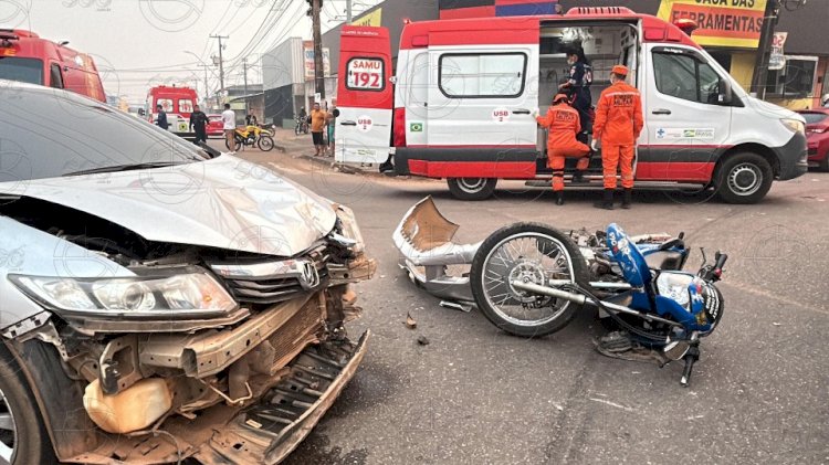 Motoboy de 62 anos morre após grave acidente entre moto e carro na zona Leste de Porto Velho