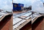 Temporal com ventos fortes danifica cobertura de comércio no Centro de Cujubim