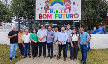 Ezequiel Neiva entrega escola reconstruída em Machadinho e anuncia mais de R$ 3 milhões em investimentos na Educação