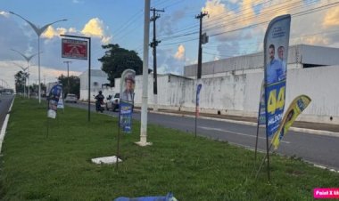 Bandeiras de campanha voltam a ser colocadas em canteiros de Vilhena e Justiça Eleitoral cobra cumprimento das regras