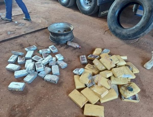 PRF apreende quase 200 kg de drogas escondidas em pneus de caminhão em Vilhena