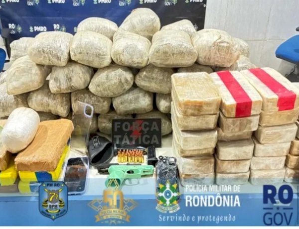 Casal é preso com mais de 80 quilos de drogas e arma durante operação da PM em Rondônia