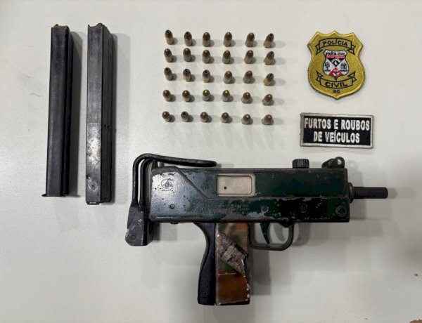 PORTO VELHO: Polícia Civil apreende metralhadora e munições durante operação contra furtos e roubos de veículos