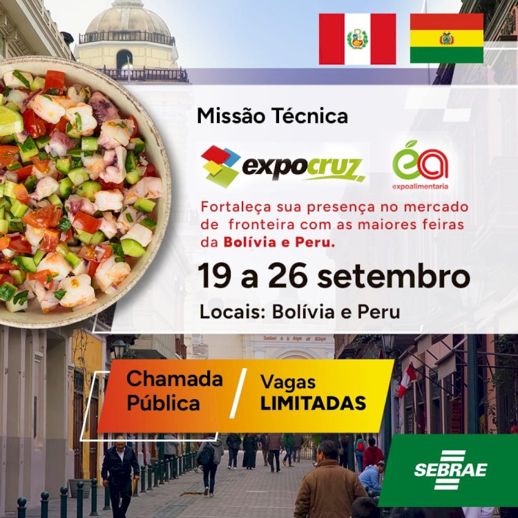 Sebrae Rondônia abre seleção para missão internacional na Bolívia e Peru com foco em exportação