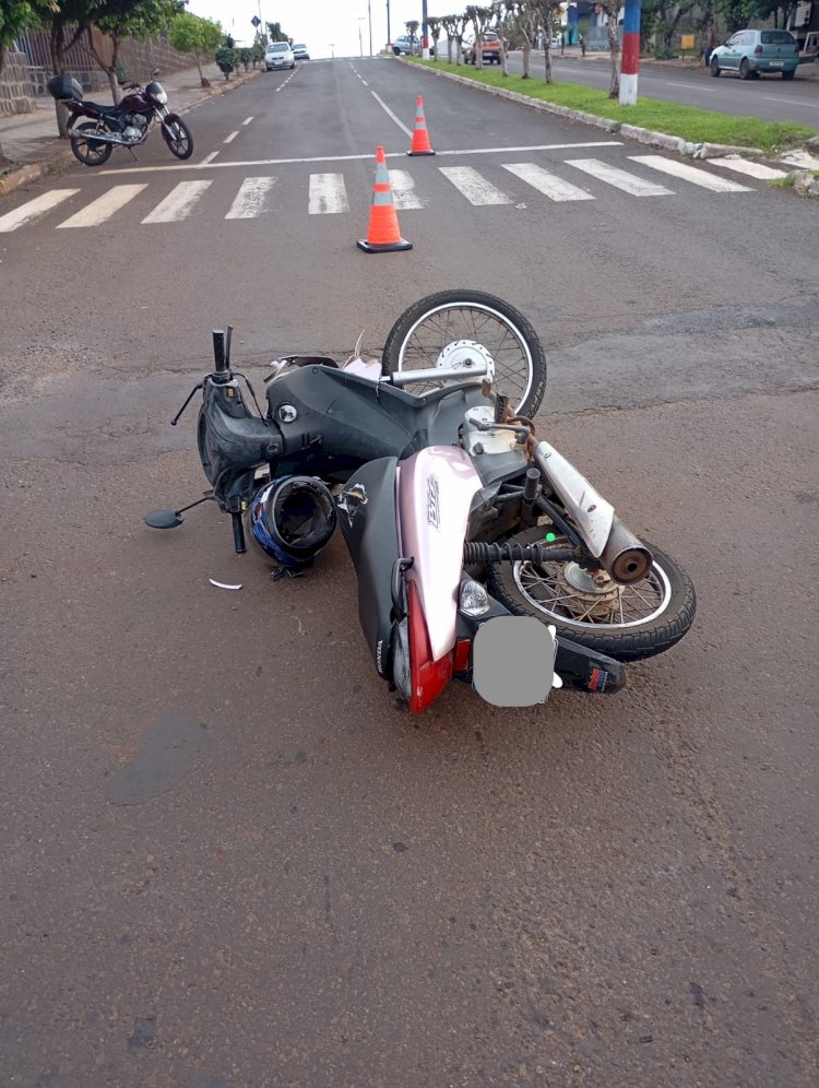 Motociclista se fere após colidir com bicicleta conduzida por criança em Vilhena