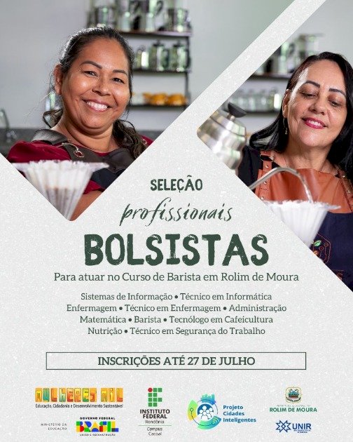IFRO abre seleção de bolsistas para Curso de Barista do Programa Mulheres Mil em Rolim de Moura