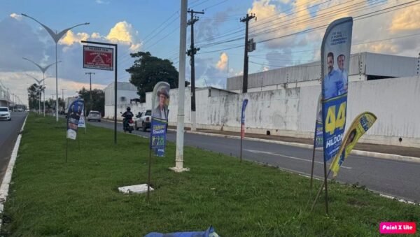 Bandeiras de campanha voltam a ser colocadas em canteiros de Vilhena e Justiça Eleitoral cobra cumprimento das regras